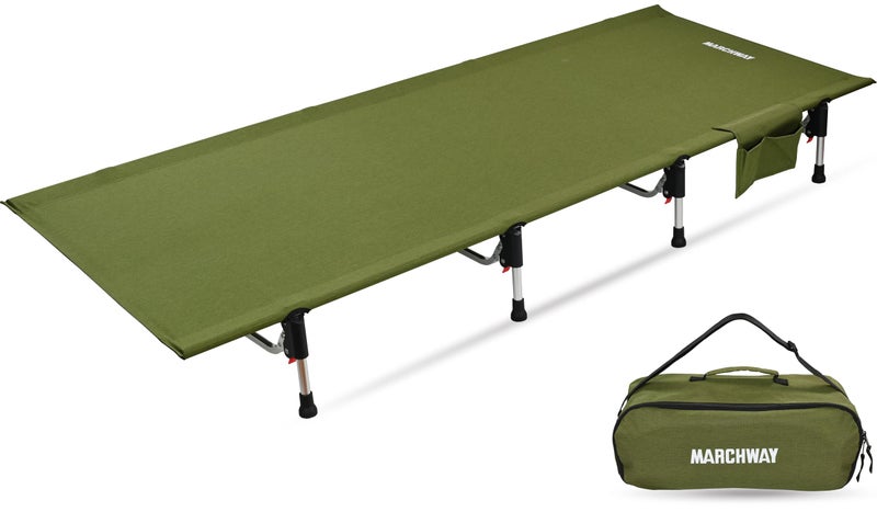 MARCHWAY Lightweight Folding Tent Camping Cot Bed with Lever Lock, Easy Setup Portable Compact for Outdoor Travel, Hunting, Hiking, Motorcycling, Support 330Lbs (Army Green) - Image 1