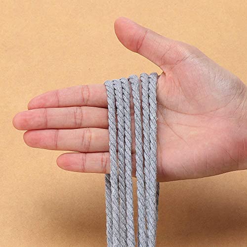 HOMEBOBO Macrame Cord 4mm x 240Yards (722Feet), Colored Natural Cotton Macrame Rope - 3 Strands Twisted Colorful Macrame Cotton Cord for Wall Hanging, Plant Hangers, Gift Wrapping and Wedding Decorations, Gray - Image 2