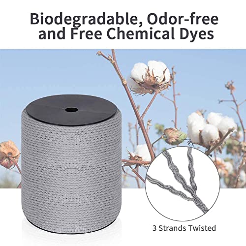 HOMEBOBO Macrame Cord 4mm x 240Yards (722Feet), Colored Natural Cotton Macrame Rope - 3 Strands Twisted Colorful Macrame Cotton Cord for Wall Hanging, Plant Hangers, Gift Wrapping and Wedding Decorations, Gray - Image 4