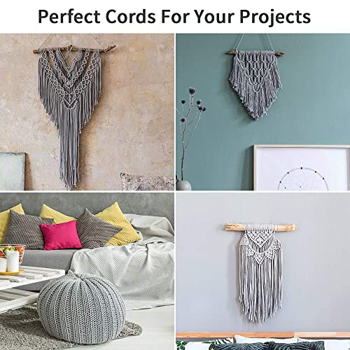 HOMEBOBO Macrame Cord 4mm x 240Yards (722Feet), Colored Natural Cotton Macrame Rope - 3 Strands Twisted Colorful Macrame Cotton Cord for Wall Hanging, Plant Hangers, Gift Wrapping and Wedding Decorations, Gray - Image 3