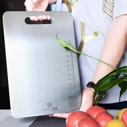 URBANFIX Chopping Board Stainless Steel Metal Cutting Kitchen, Heavy Duty Choping-Board Vegetable, Fruit Cutter, Meats Vegetable Chopper Boards,Safe Durable (Large 36x25x1.2CM) - Image 4