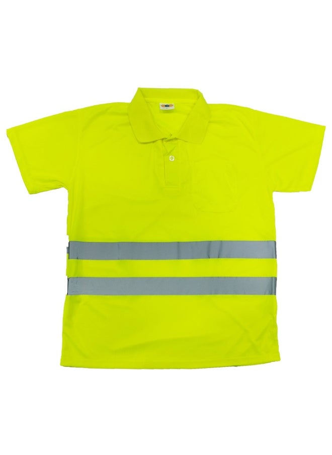 TAHA Safety Dry Fit Material Polo  Shirt with Reflective Strips | 100% Polyester for Industrial Use & Hazardous Environments  | Yellow | Size-M  - Image 1