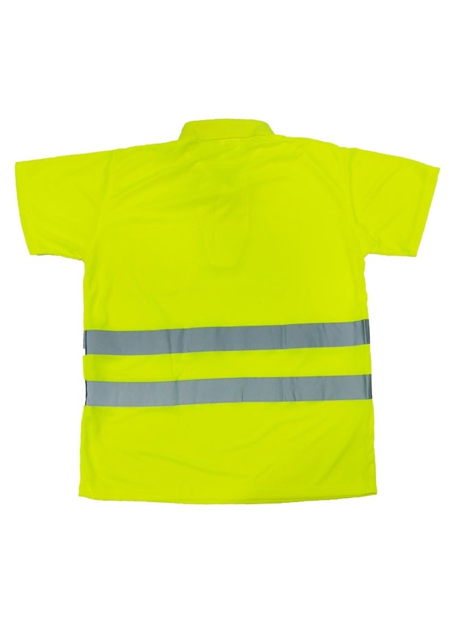 TAHA Safety Dry Fit Material Polo  Shirt with Reflective Strips | 100% Polyester for Industrial Use & Hazardous Environments  | Yellow | Size-M  - Image 2