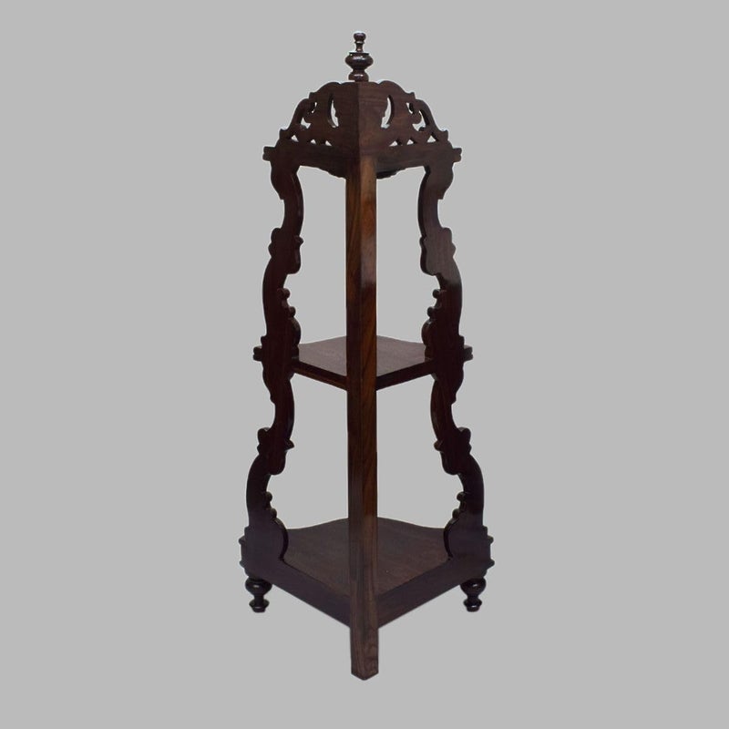 Tarang Arts Tarang Arts Rosewood Corner Table with Mysore Inlay Work 3 Shelfs Morakksh handcarved Corner ShelfCorner Stand with 3 Steps for HomeLiving Decor Display Table Bedrooms Gift 57x18x19 Inch  - Image 4