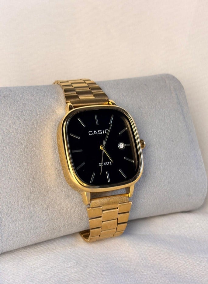 كاسيو ساعة كاسيو فينتاج كلاسيك ذهبية - قرص أسود - Image 2