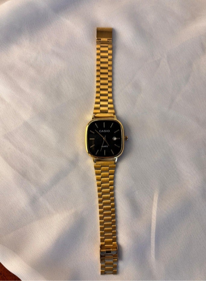 كاسيو ساعة كاسيو فينتاج كلاسيك ذهبية - قرص أسود - Image 5