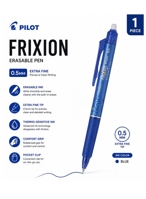 1-Piece Frixion Clicker Erasable Pen 0.5mm Tip Blue Ink