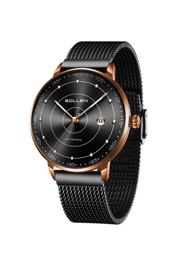 SOLLEN Men's Minimalist Automatic Watch, Imported Mechanical Movement - 3ATM Waterproof - Luminous Hands and Stainless Steel Case, Luxury Self-Winding Men's Wrist Watches with Calendar, Gifts for Men - Image 1