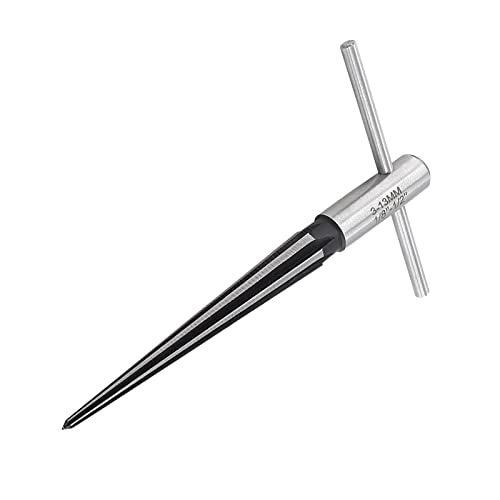 LifCratms 1/8"-1/2" (3-13mm) T Handle Tapered Reamer, 6 Fluted Chamfer Reaming Tool, Guitar Bridge Pin Hole Handle Tapered Reamers Woodworker Luthier Tool - Image 1