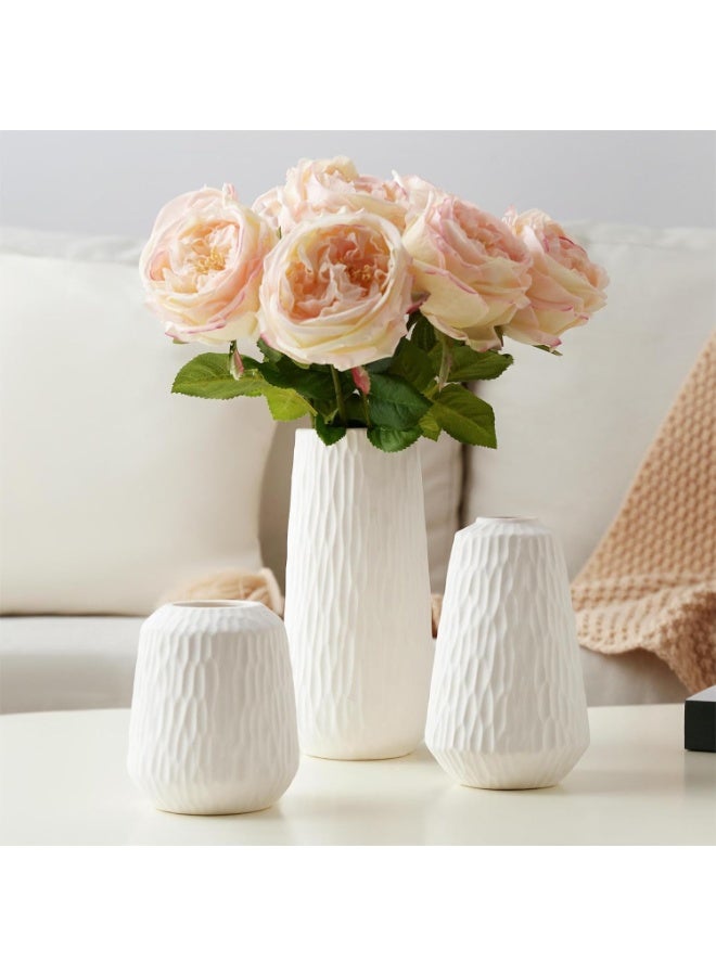 كيلا مجموعة مزهرية سيراميك بيضاء، مزهرية بيضاء عصرية لتزيين الطاولة، مزهرية سطح المكتب، لون محايد صغير، مناسبة للطاولة/رف الكتب/غرفة المعيشة/غرفة الطعام/غرفة النوم. - Image 1