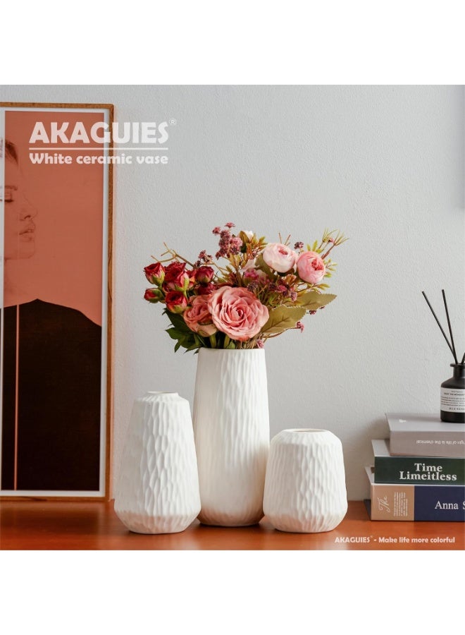 كيلا مجموعة مزهرية سيراميك بيضاء، مزهرية بيضاء عصرية لتزيين الطاولة، مزهرية سطح المكتب، لون محايد صغير، مناسبة للطاولة/رف الكتب/غرفة المعيشة/غرفة الطعام/غرفة النوم. - Image 3