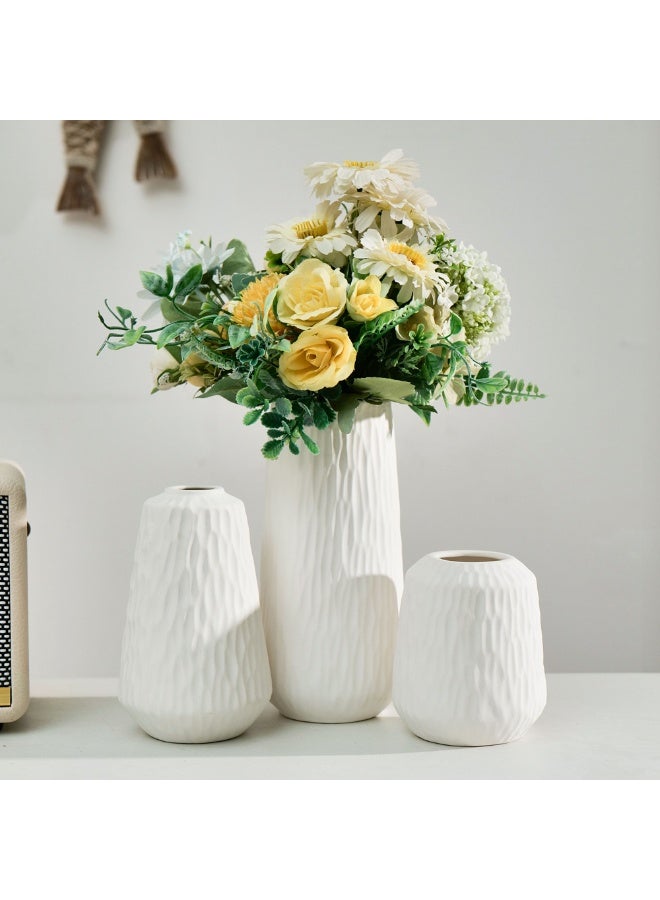 Bukela Ceramic vase Set-3 Small Flower vases for Decor,Modern Home Decor, Vases for Decor,Pampas Grass Vase,Dried Flowers Vases,Living Room,Table Shelf, Centerpieces Decoration(Beige) - Image 1