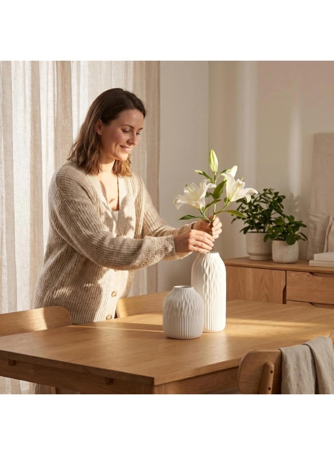 Bukela Ceramic vase Set-3 Small Flower vases for Decor,Modern Home Decor, Vases for Decor,Pampas Grass Vase,Dried Flowers Vases,Living Room,Table Shelf, Centerpieces Decoration(Beige) - Image 2
