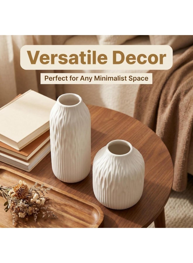 Bukela Ceramic vase Set-3 Small Flower vases for Decor,Modern Home Decor, Vases for Decor,Pampas Grass Vase,Dried Flowers Vases,Living Room,Table Shelf, Centerpieces Decoration(Beige) - Image 5