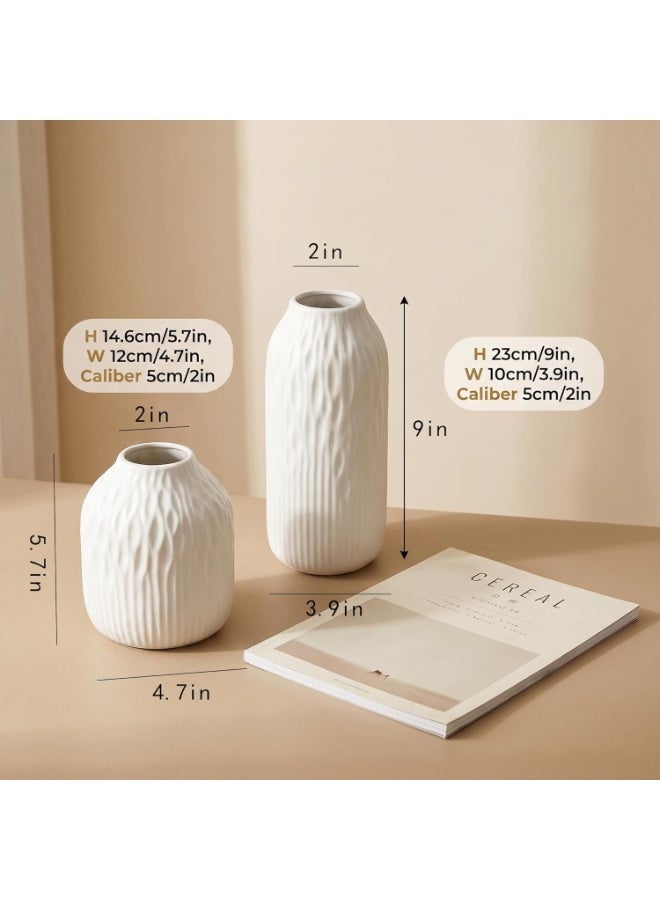 Bukela Ceramic vase Set-3 Small Flower vases for Decor,Modern Home Decor, Vases for Decor,Pampas Grass Vase,Dried Flowers Vases,Living Room,Table Shelf, Centerpieces Decoration(Beige) - Image 3
