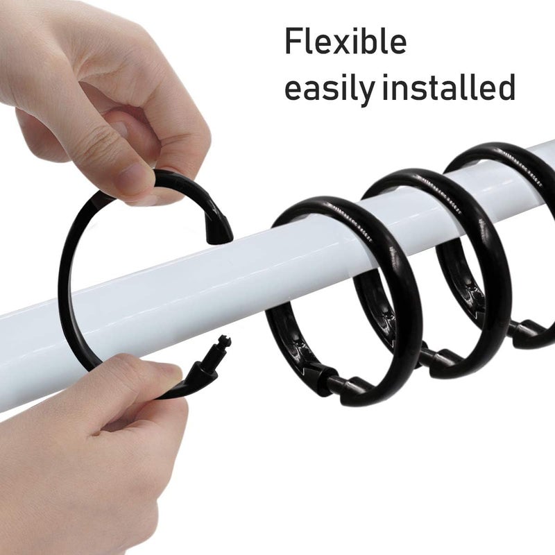 Qulable Shower Curtain Rings-24 Pack- Plastic O-Shaped Rings Hook Glide Easily on Bathroom Shower Rod (Black) - Image 4