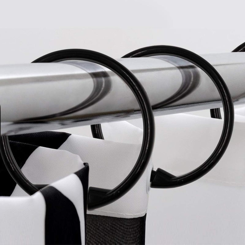 Qulable Shower Curtain Rings-24 Pack- Plastic O-Shaped Rings Hook Glide Easily on Bathroom Shower Rod (Black) - Image 5