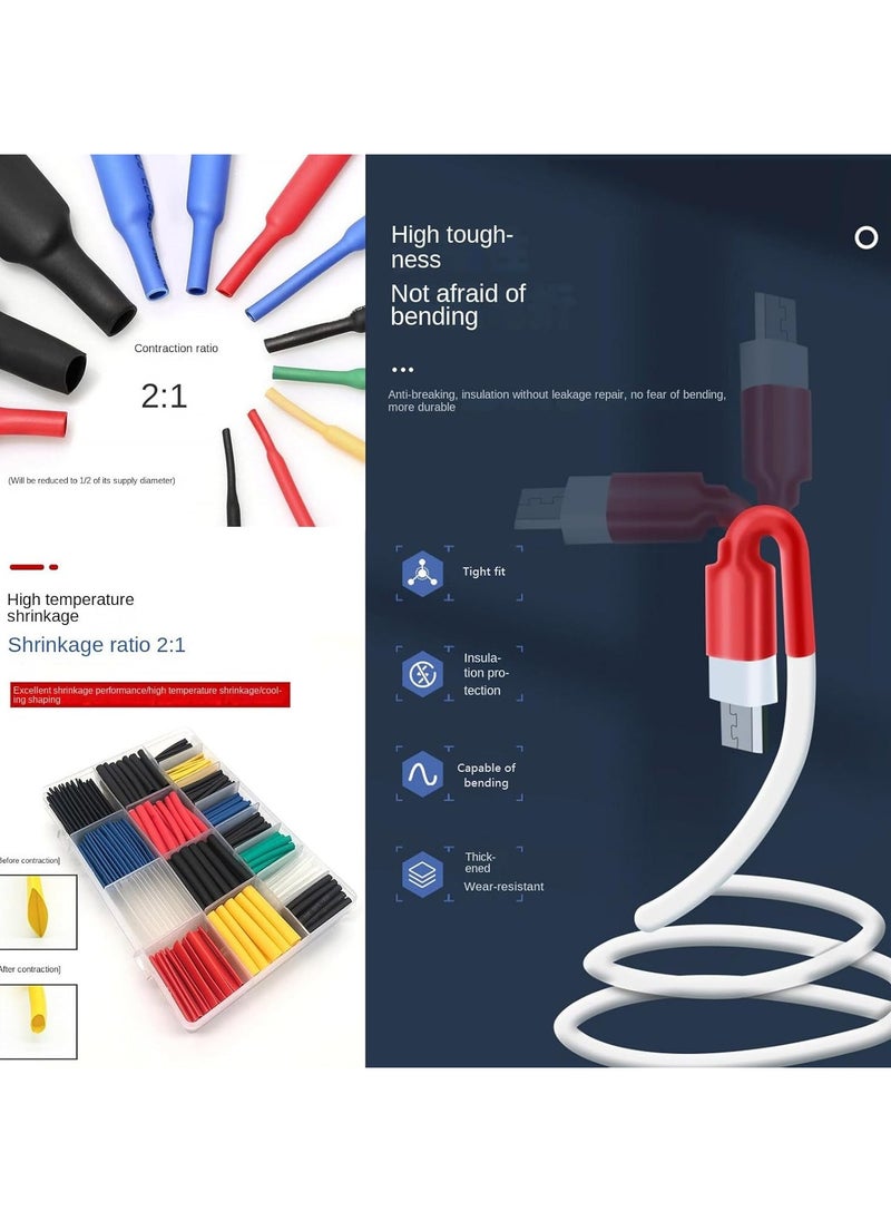 ماركة غير محددة - مجموعة أنابيب العزل الحراري من Wirefy – 580 قطعة، عزل كهربائي مقاوم للماء، نسبة انكماش 2:1، بأحجام وألوان متعددة (أحمر، أسود، أبيض، أزرق، أصفر) - Image 1