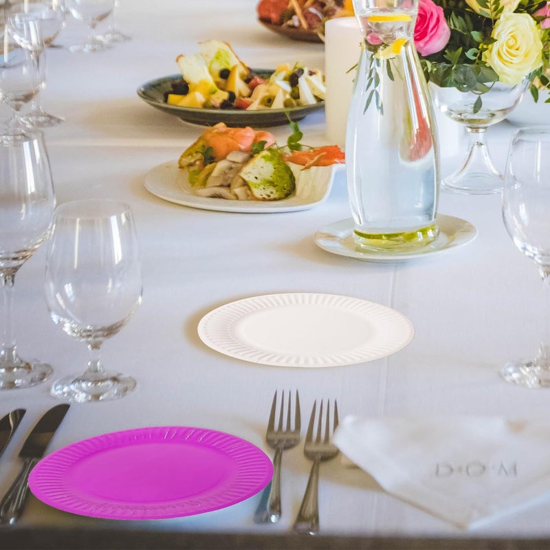 Biodegradable 7 Inch Round Paper Dinner Plates Set 50 Pieces Party Supplies - Image 5