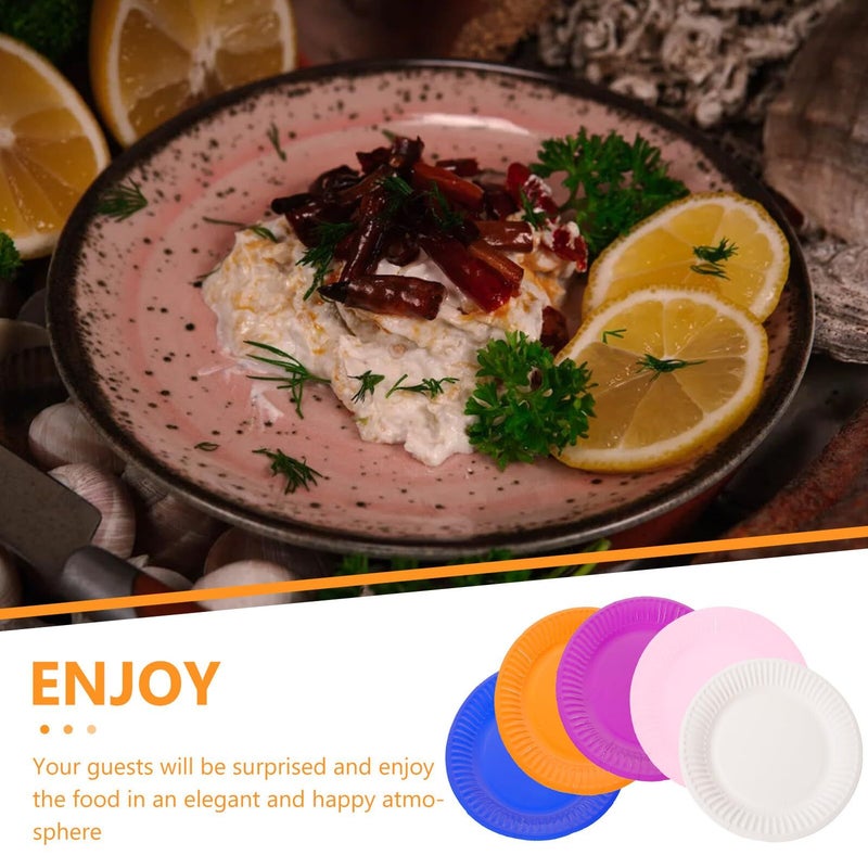 Biodegradable 7 Inch Round Paper Dinner Plates Set 50 Pieces Party Supplies - Image 4