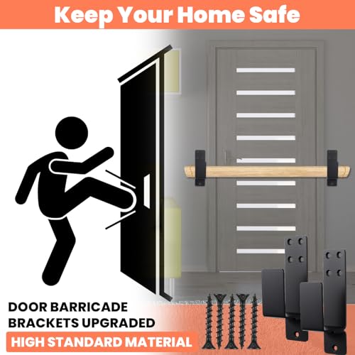 Lemecima 4PCS Door Barricade Brackets Heavy Duty Upgraded Door Bar Holder Brackets for Home Security Suit for 2x4 Lumber Black - Image 4