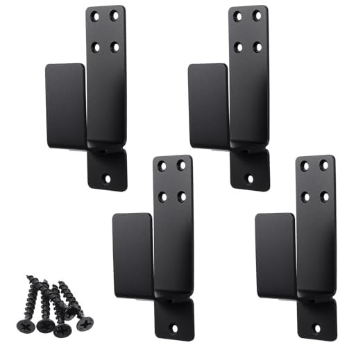 Lemecima 4PCS Door Barricade Brackets Heavy Duty Upgraded Door Bar Holder Brackets for Home Security Suit for 2x4 Lumber Black - Image 1