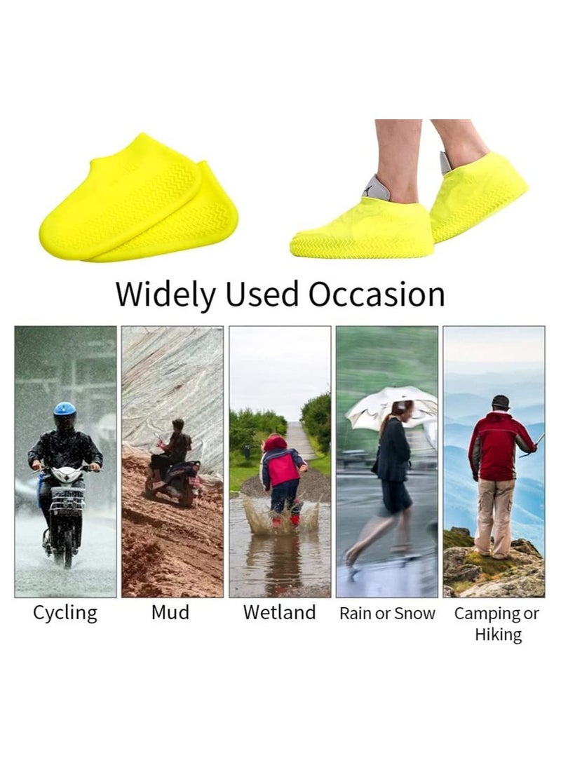 Waterproof Silicone Shoe Cover, Reusable Non Slip Rubber Rain Shoe Cover, Unisex Shoe Protectors Outdoor with Non-Slip Sole for Rainy, Snowy, Outdoor Protection, 1 Pair, Yellow - Image 4
