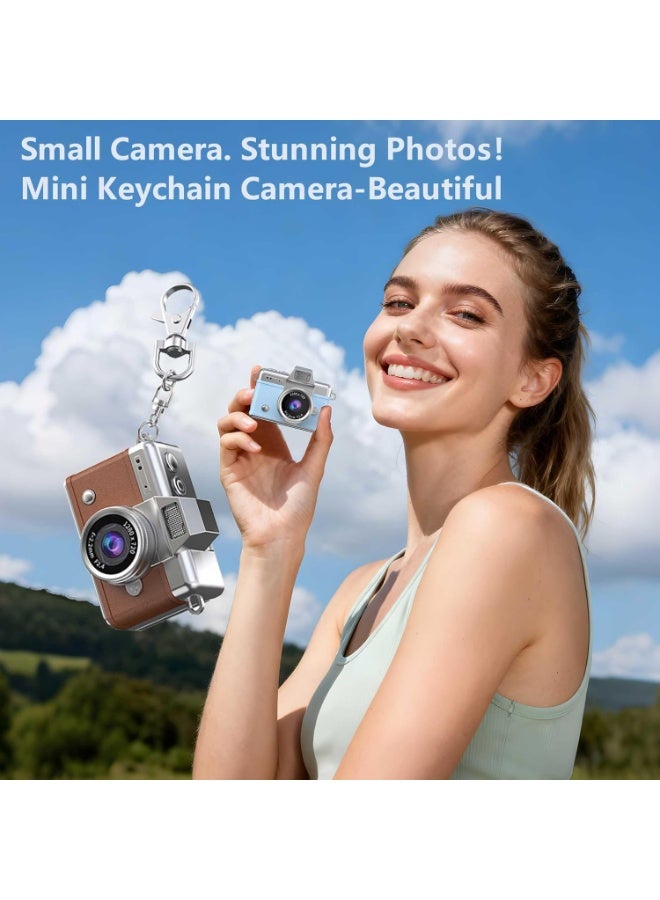 Makrystorm Mini Keychain Camera, 1080P Portable Digital Camera with 1.47” Flip LCD & Flash, Retro Collectible Pocket Camera for Travel, Parties, Birthday(White 128GB) - Image 2