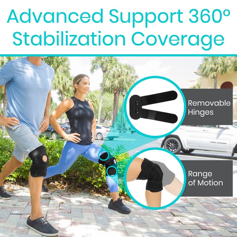 Vive Hinged Knee Brace 2 Pack  Relieves ACL MCL Meniscus Tear  Lightweight Comfortable Breathable Open Patella Wrap with Side Stabilizers  for Women  Men  Adjustable Strap for Tendonitis Black - Image 3