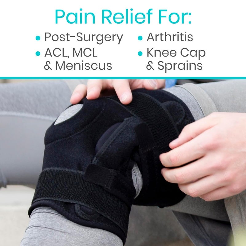 Vive Hinged Knee Brace 2 Pack  Relieves ACL MCL Meniscus Tear  Lightweight Comfortable Breathable Open Patella Wrap with Side Stabilizers  for Women  Men  Adjustable Strap for Tendonitis Black - Image 5