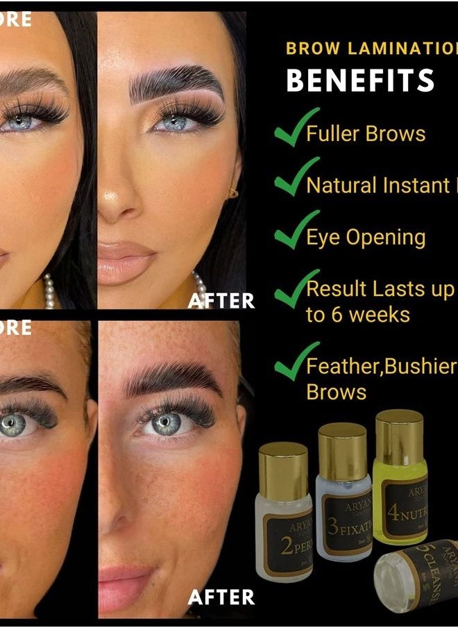 Eyebrow Lamination Kit | At Home DIY Perm For Your Brows | Instant Professional Lift For Fuller Eyebrows | Brow Brush And Micro Brushes Added