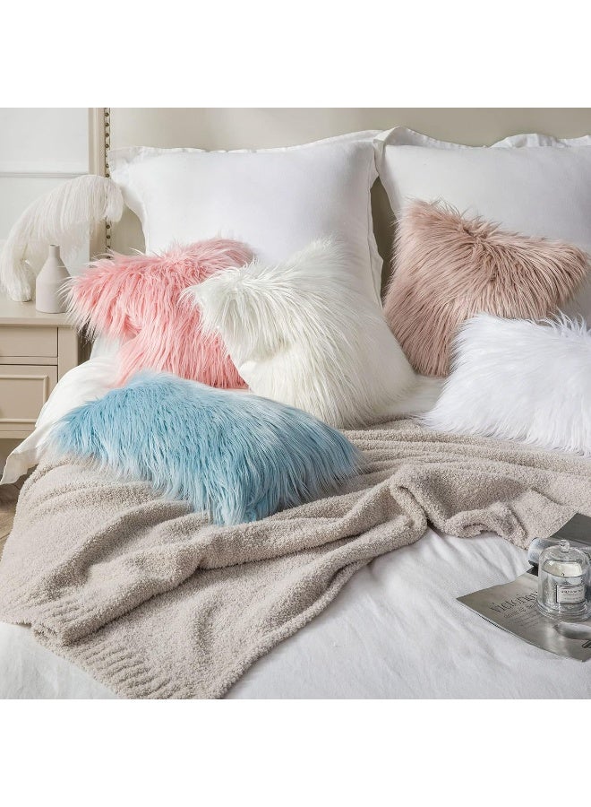 Phantoscope Phantoscope Pack of 2 Faux Fur Solid Throw Decorative Pillow Cover Cushion Covers Luxury Soft Decorative Pillowcase Fuzzy Pillow Covers for BedCouchWhite 20 x 20 Inches  - Image 3