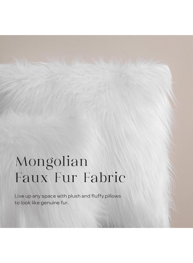 Phantoscope Phantoscope Pack of 2 Faux Fur Solid Throw Decorative Pillow Cover Cushion Covers Luxury Soft Decorative Pillowcase Fuzzy Pillow Covers for BedCouchWhite 20 x 20 Inches  - Image 2