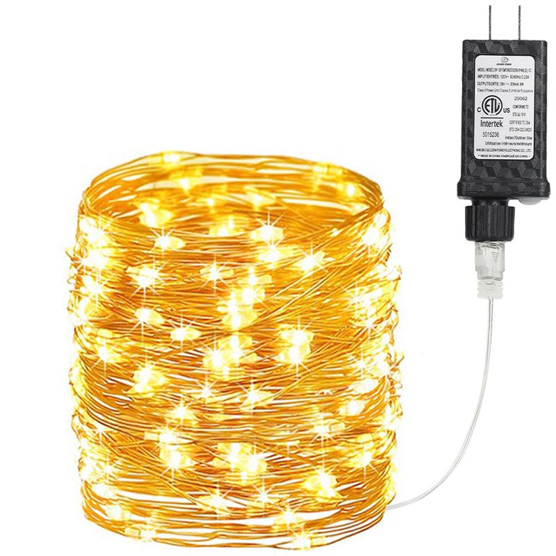 Joomer Fairy String Lights 33FT 100 LEDs Plug in Fairy Lights Indoor Copper Wire String Light DIY for Bedroom, Parties, Wedding, Christmas, Outdoor, Indoor Decoration (Warm White, Non-Connectable) - Image 1