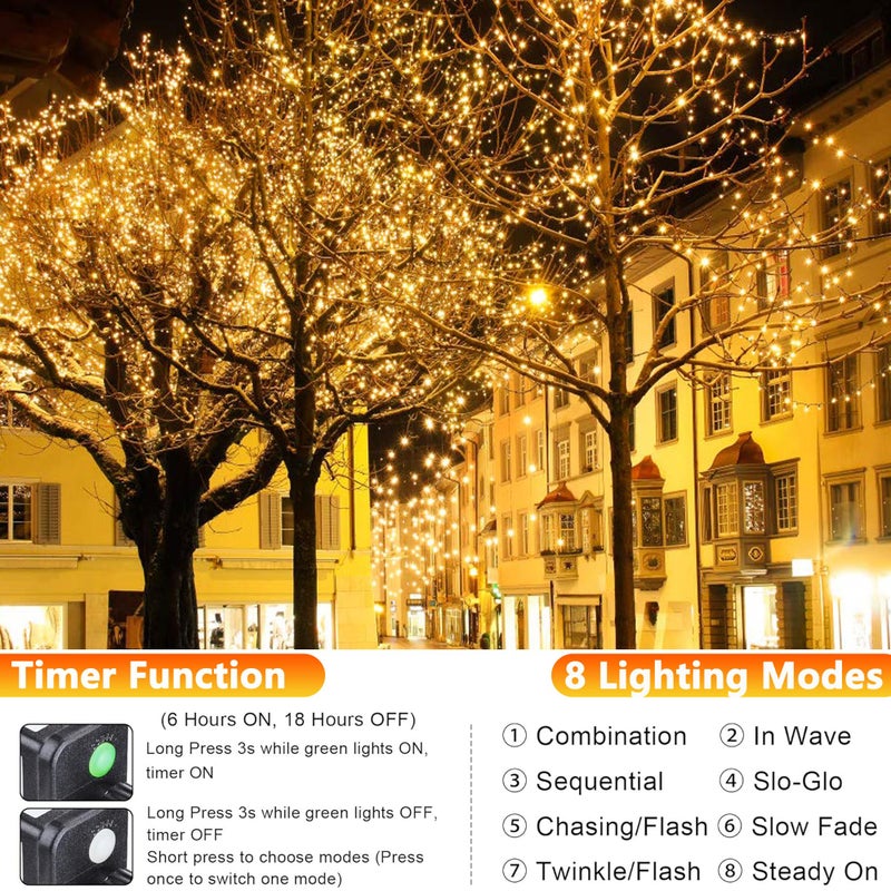 Joomer Fairy String Lights 33FT 100 LEDs Plug in Fairy Lights Indoor Copper Wire String Light DIY for Bedroom, Parties, Wedding, Christmas, Outdoor, Indoor Decoration (Warm White, Non-Connectable) - Image 2