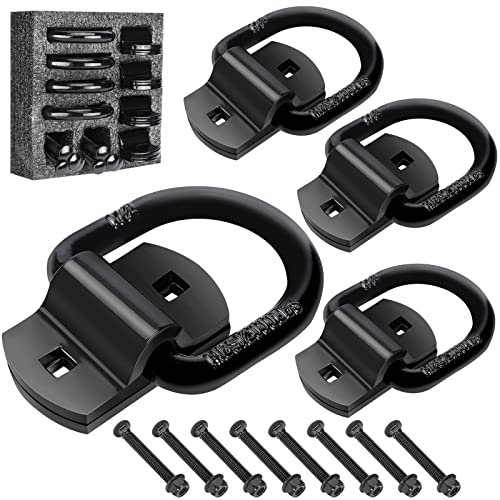 Eapele 1/2" D Rings Tie Down Anchors,Heavy Duty Steel Breaking Strength 12000 lbs, Surface Mount Hooks for Securing Cargo on Trailer, Trucks with Screws and Bolts(4PCS) - Image 1