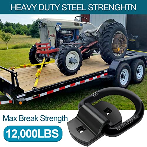Eapele 1/2" D Rings Tie Down Anchors,Heavy Duty Steel Breaking Strength 12000 lbs, Surface Mount Hooks for Securing Cargo on Trailer, Trucks with Screws and Bolts(4PCS) - Image 2