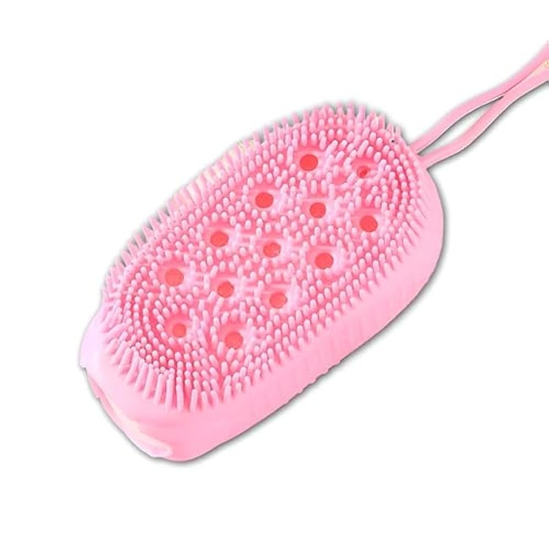 Body Exfoliator - Flexible Silicone Bubble Bath Scrubbing Tool that Provides Smooth Skin Feel, Relaxing SPA Effect, Gentle Dead Skin Removal and Easy Daily Hygiene Care (pink) - Image 1