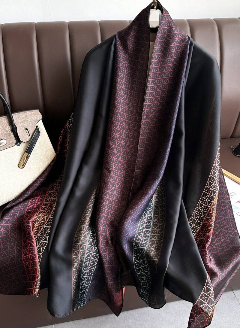 سيوسي وشاح طويل من الساتان الأسود نمط جديد 180 * 85 سم لمختلف المناسبات ، شال - Image 1