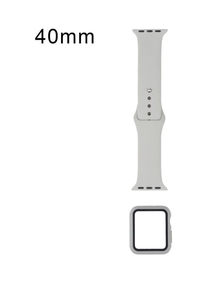 Loquat Replacement Watchband With Watch Protective Case And Screen Protector Set For Apple Watch Series 7 41mm/ u0026 6 u0026 SE u0026 5 u0026 4 40mm Grey - Image 1