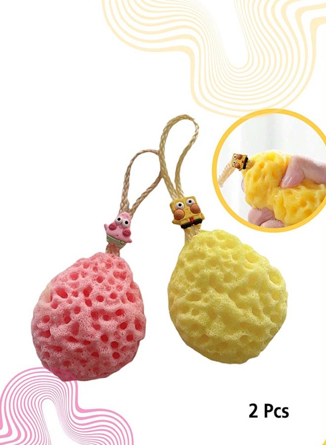 2 Pcs Super Soft Kids Bath Sponge, Cute Bubble Shower Ball, Gentle Cleansing & Exfoliation, Skin-Friendly for Baby & Toddler, Fun Bath Time - Image 1