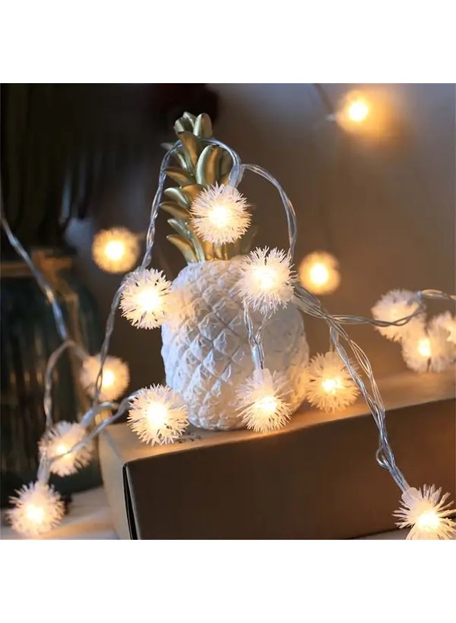40 LED 19.7ft Fluffy Snowball String Lights Battery Powered For Festival Wedding Party Decor - Image 2