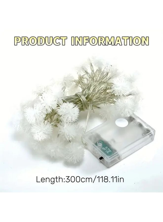 40 LED 19.7ft Fluffy Snowball String Lights Battery Powered For Festival Wedding Party Decor - Image 5