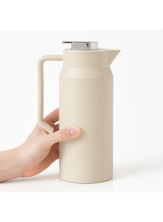 Host 🩶 Elegant Ivory Thermos with a Premium Silver Lid – 1L Capacity - Image 1