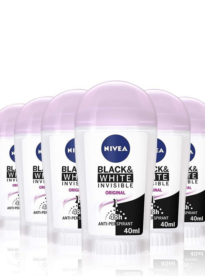 Generic NIVEA Invisible for Black and White 48 Hours Anti-Perspirant 40 ml - Pack of 6 