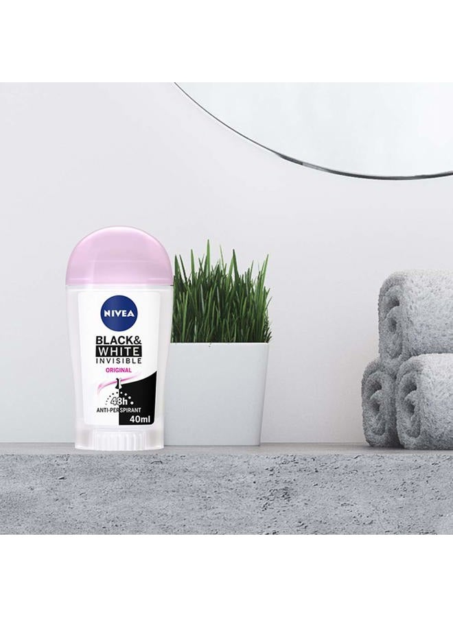 Nivea Black & White Invisible Original Anti-Perspirant Deodorant Stick Pack of 6 (6 x 40ml), 48hr Deodorant for Women, Anti-Stain Women's Anti-Perspirant Stick - Image 2