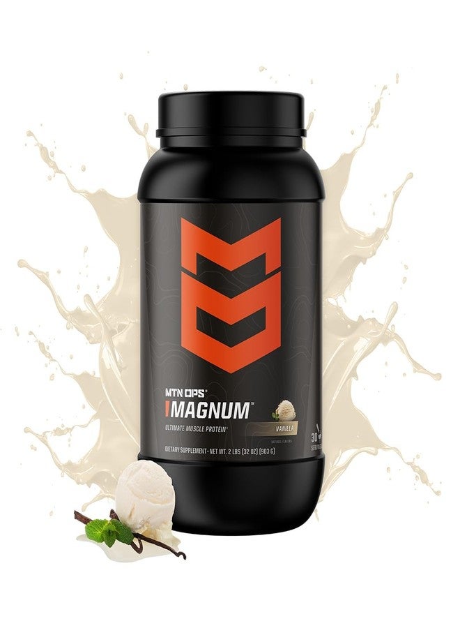 MTN OPS Magnum Protein Powder 23g Protein per Serving Whey Protein Blend with BCAAs Low Sugar Gluten Free 30 Servings Vanilla - Image 2