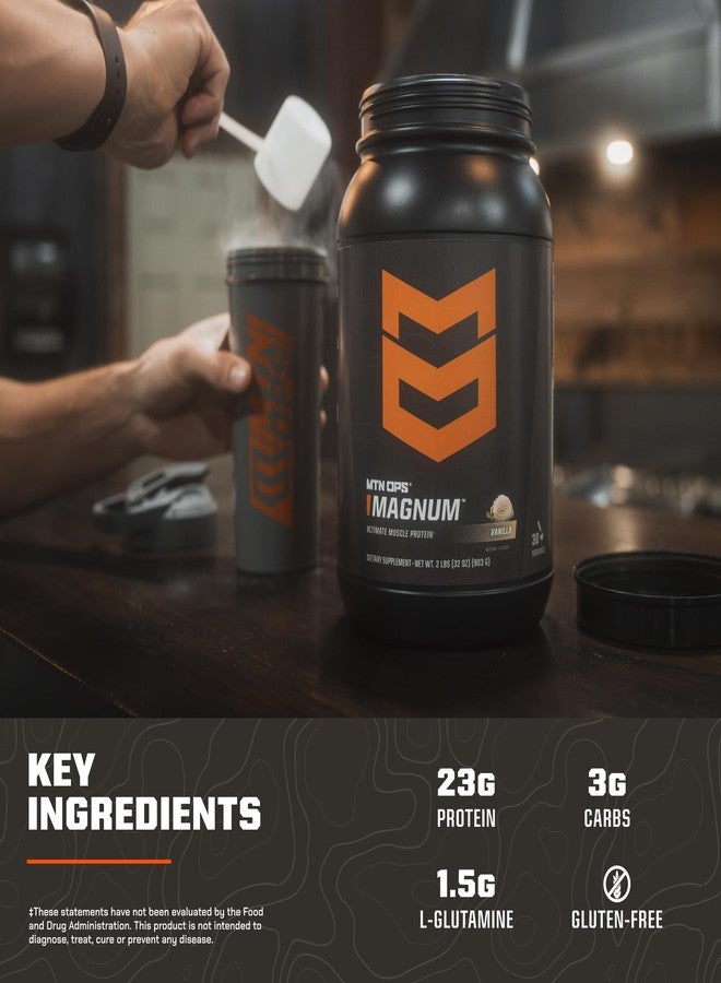 MTN OPS Magnum Protein Powder 23g Protein per Serving Whey Protein Blend with BCAAs Low Sugar Gluten Free 30 Servings Vanilla - Image 5