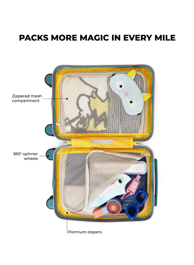 موكوبارا للتجارة ذ.م.م The Moko Blocks Unbreakable Polycarbonate Extra Light Weight Kids Luggage | Hard Trolley Suitcase for Kids (38 cms (7;12 Years), Cotton Candy)
