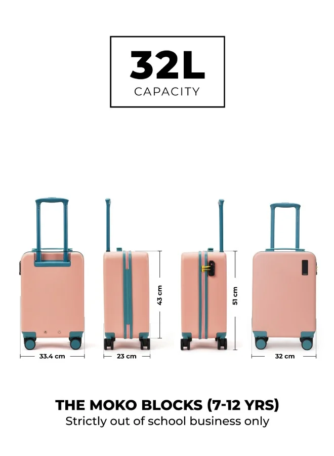موكوبارا للتجارة ذ.م.م The Moko Blocks Unbreakable Polycarbonate Extra Light Weight Kids Luggage | Hard Trolley Suitcase for Kids (38 cms (7;12 Years), Cotton Candy)